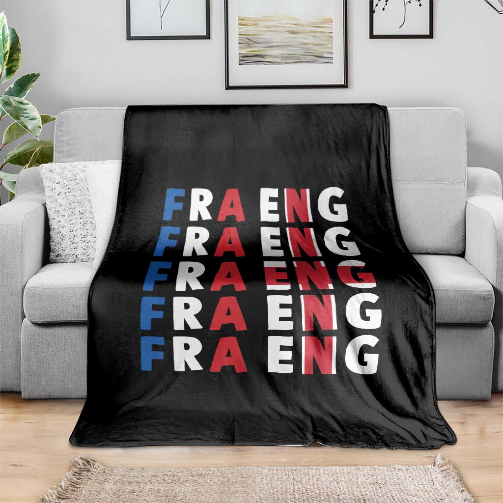 FRA ENG France England Flag Graphic Throw Blanket French English Typographic Dual Heritage Pride Match Day TS02 Print Your Wear