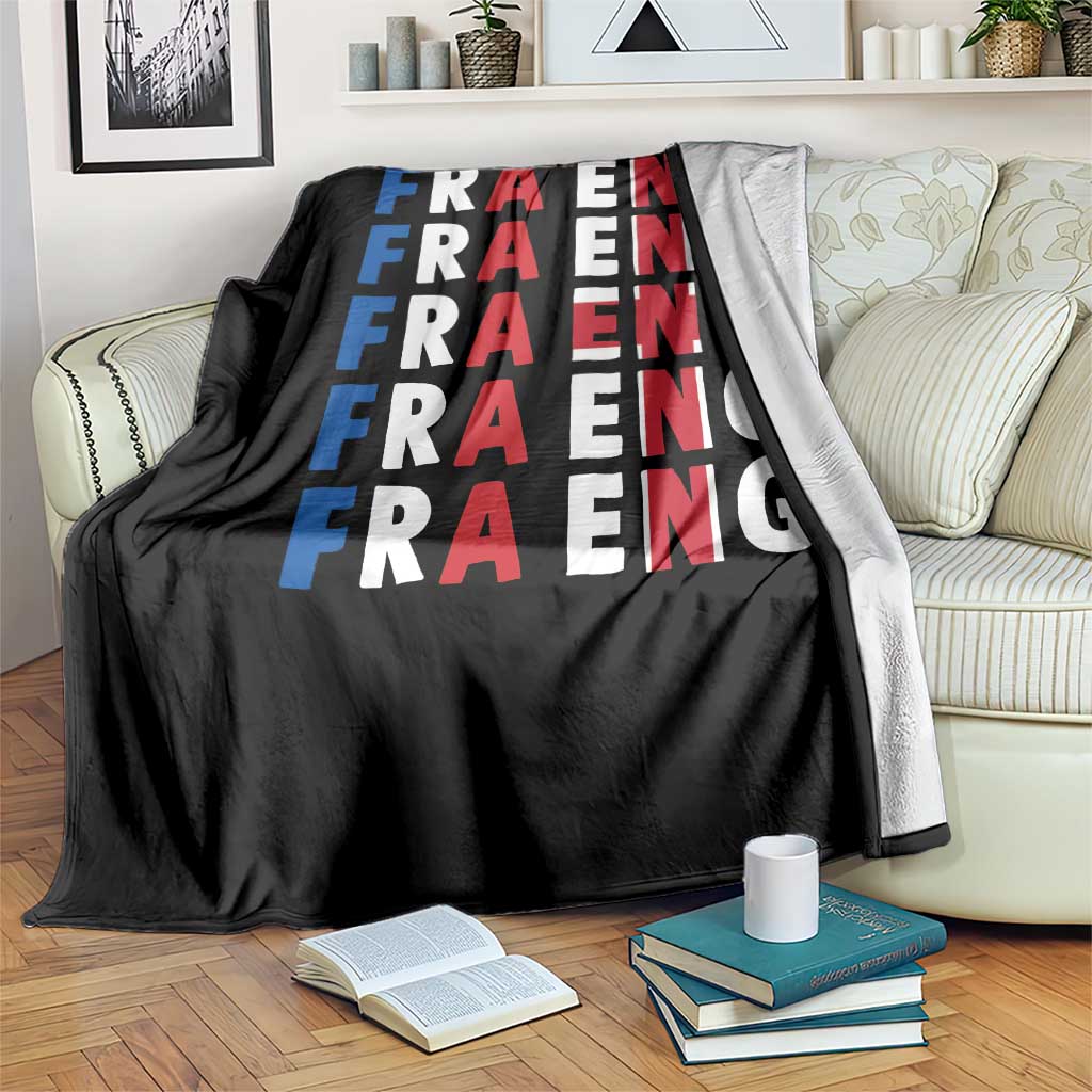 FRA ENG France England Flag Graphic Throw Blanket French English Typographic Dual Heritage Pride Match Day TS02 Print Your Wear