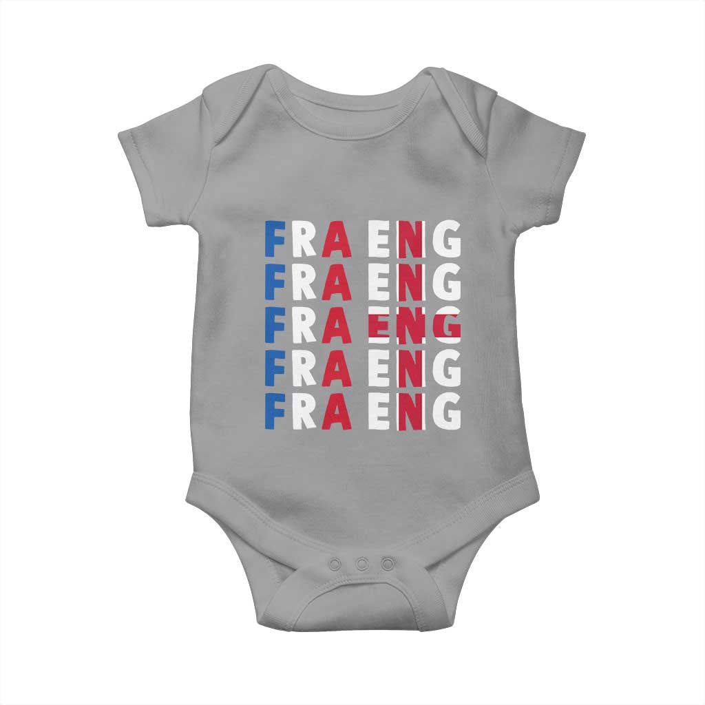FRA ENG France England Flag Graphic Baby Onesie French English Typographic Dual Heritage Pride Match Day TS02 Sport Gray Print Your Wear