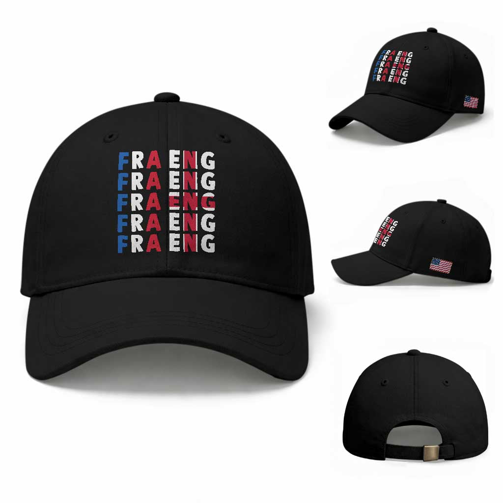 FRA ENG France England Flag Graphic Baseball Cap French English Typographic Dual Heritage Pride Match Day TS02 Baseball Cap Universal Fit Black Print Your Wear