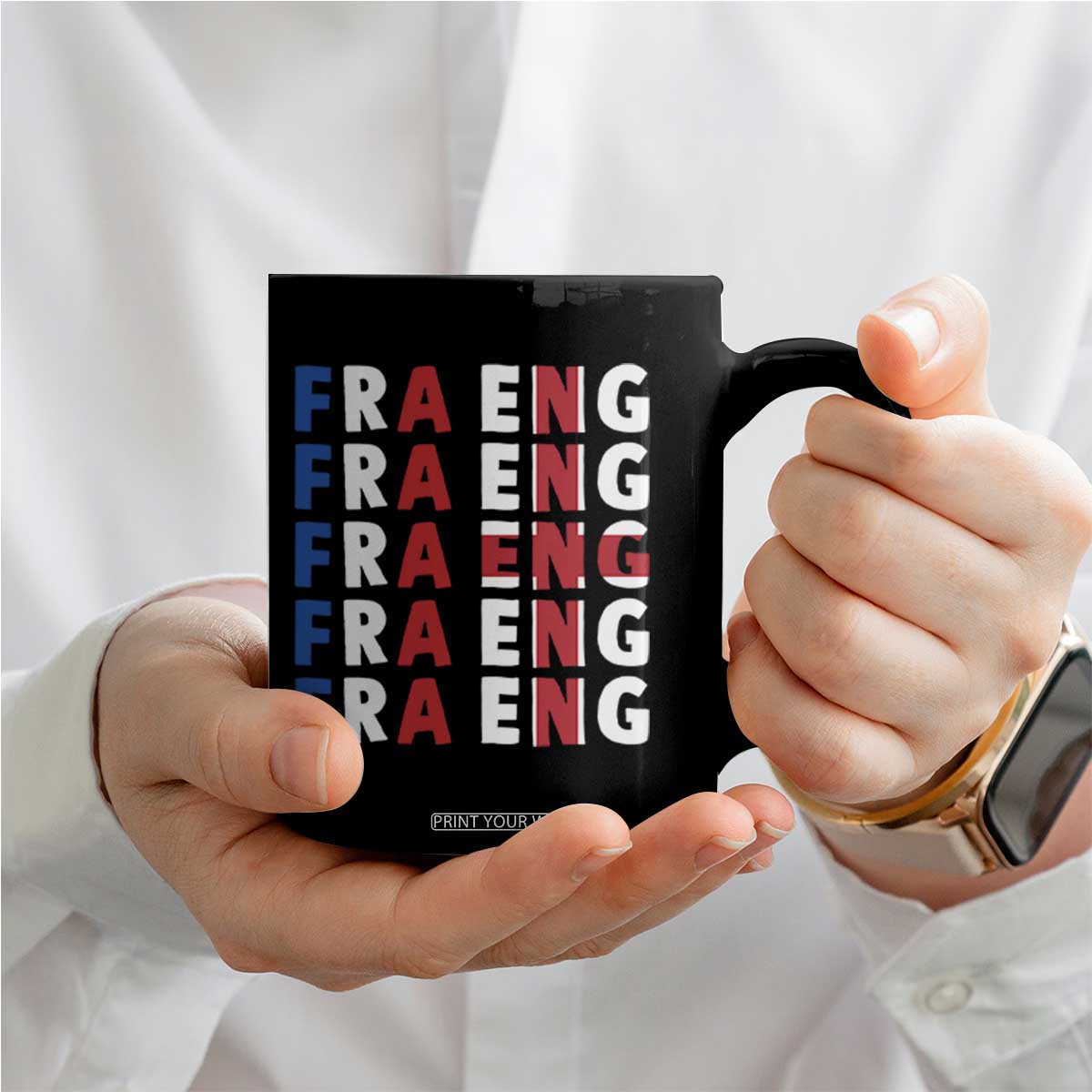 FRA ENG France England Flag Graphic Coffee Mug French English Typographic Dual Heritage Pride Match Day TS02 Print Your Wear