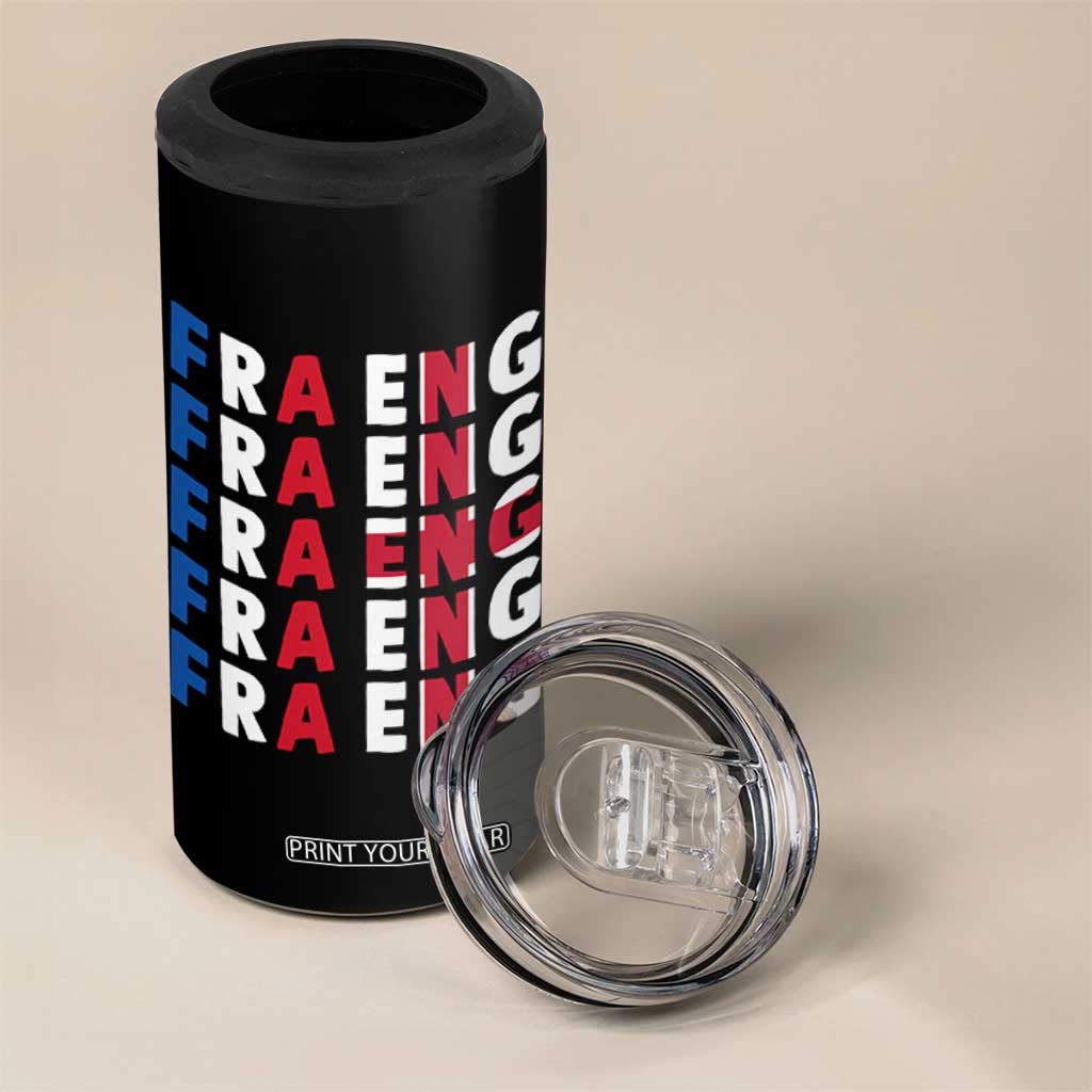 FRA ENG France England Flag Graphic 4 in 1 Can Cooler Tumbler French English Typographic Dual Heritage Pride Match Day TS02 Print Your Wear