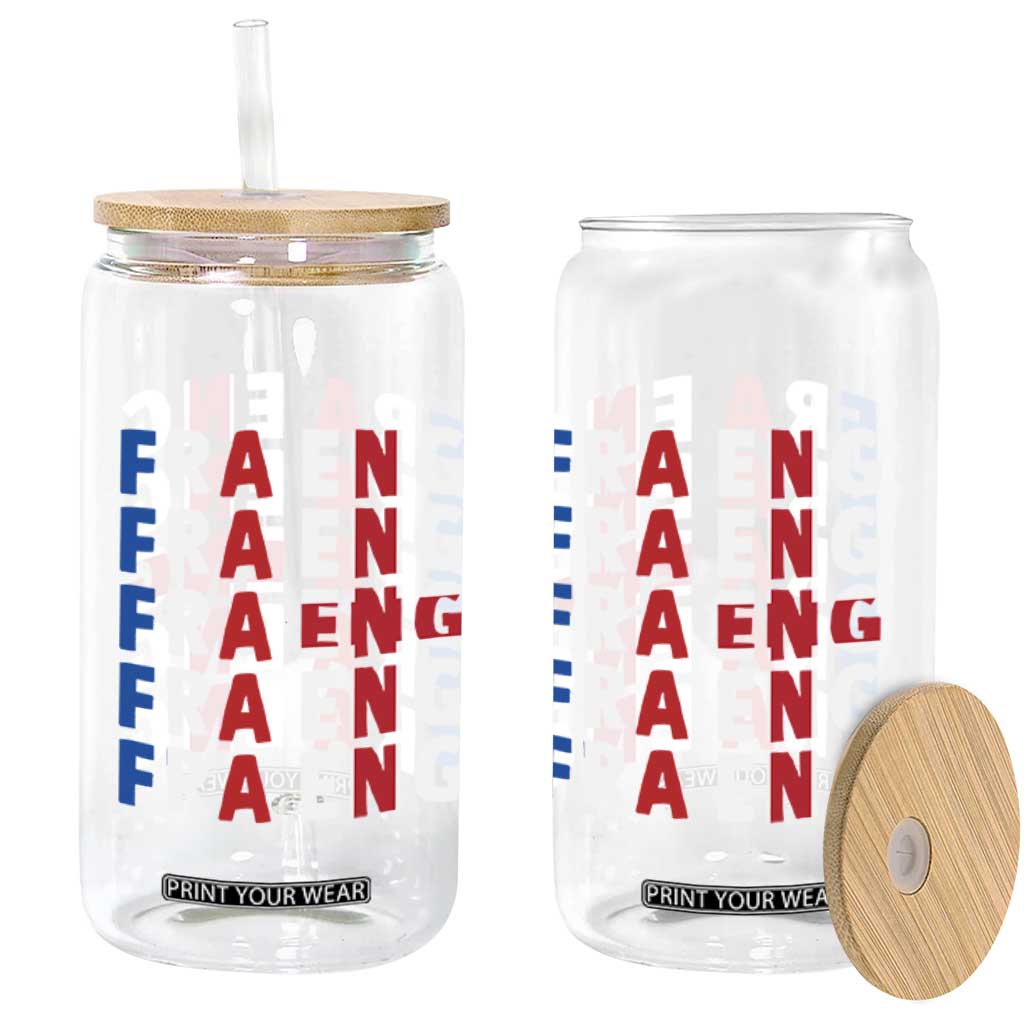FRA ENG France England Flag Graphic Glass Can French English Typographic Dual Heritage Pride Match Day TS02 Print Your Wear