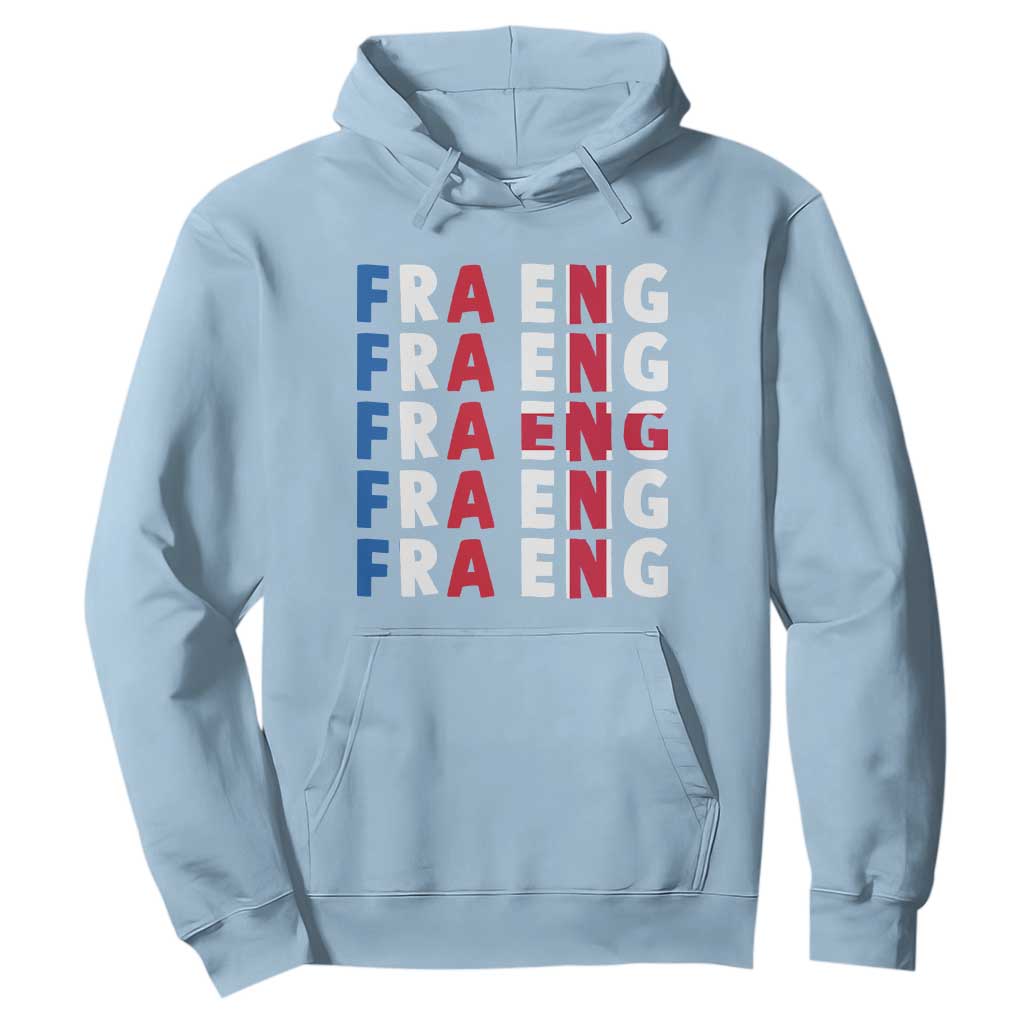 FRA ENG France England Flag Graphic Hoodie French English Typographic Dual Heritage Pride Match Day TS02 Light Blue Print Your Wear