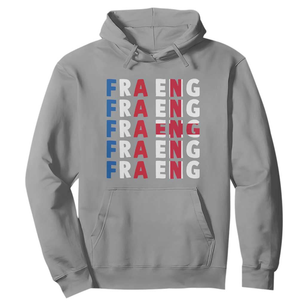 FRA ENG France England Flag Graphic Hoodie French English Typographic Dual Heritage Pride Match Day TS02 Sport Gray Print Your Wear