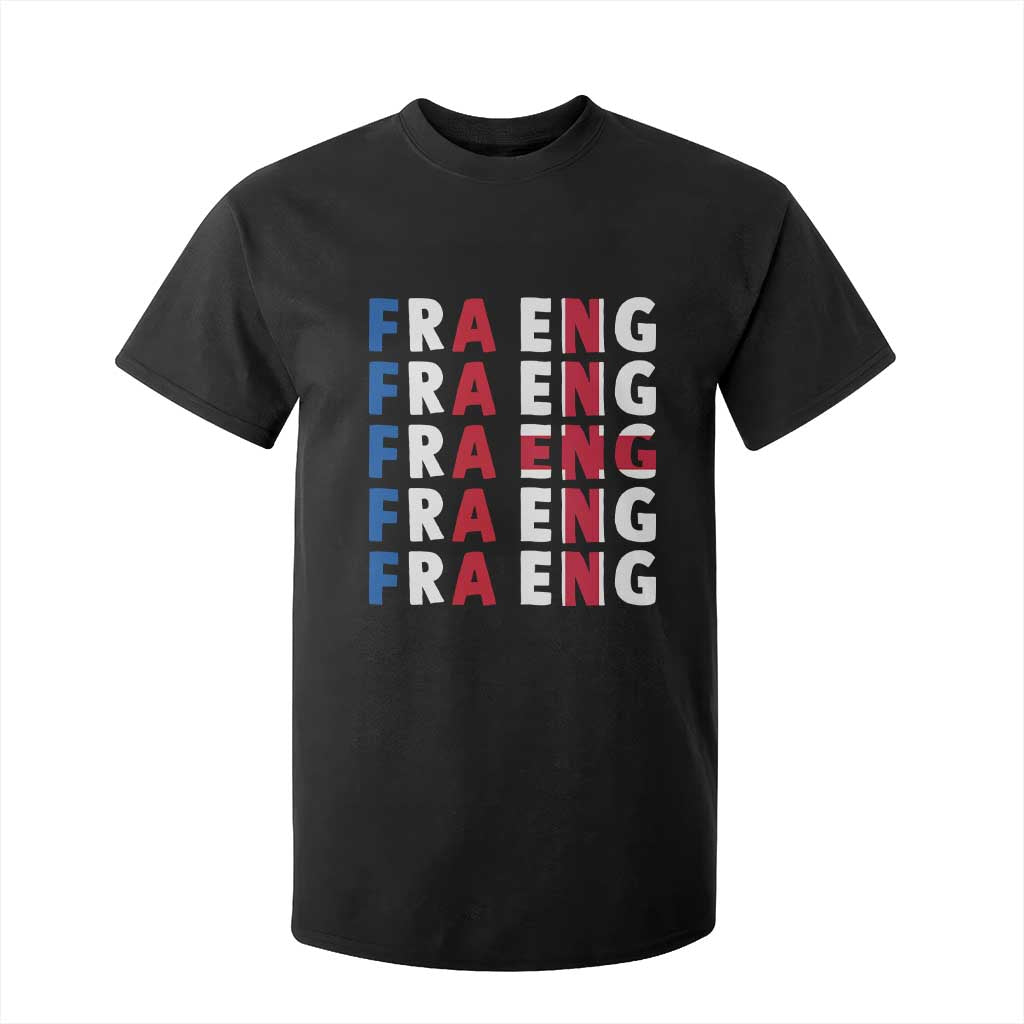 FRA ENG France England Flag Graphic T Shirt For Kid French English Typographic Dual Heritage Pride Match Day TS02 Black Print Your Wear
