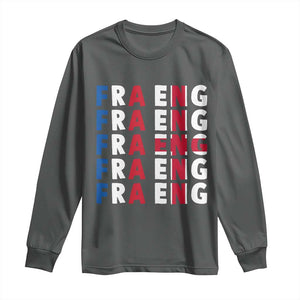 FRA ENG France England Flag Graphic Long Sleeve Shirt French English Typographic Dual Heritage Pride Match Day TS02 Dark Heather Print Your Wear