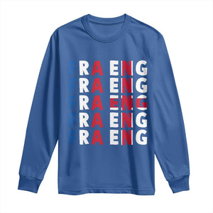 FRA ENG France England Flag Graphic Long Sleeve Shirt French English Typographic Dual Heritage Pride Match Day TS02 Royal Blue Print Your Wear