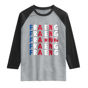 FRA ENG France England Flag Graphic Raglan Shirt French English Typographic Dual Heritage Pride Match Day TS02 Heather Gray Black Print Your Wear