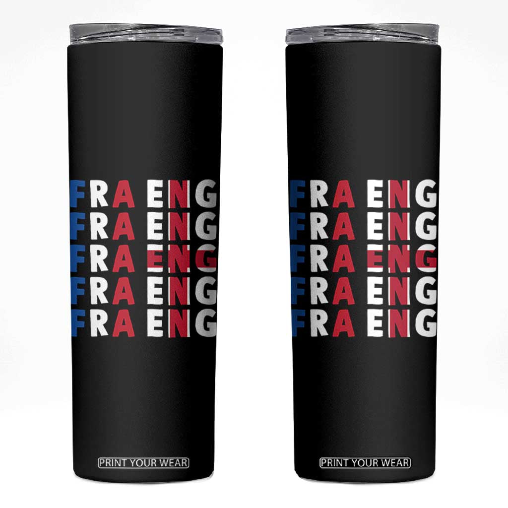 FRA ENG France England Flag Graphic Skinny Tumbler French English Typographic Dual Heritage Pride Match Day TS02 Black Print Your Wear