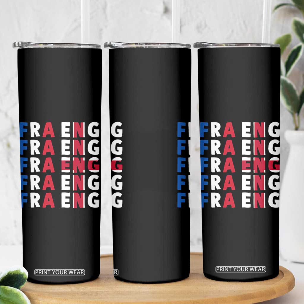 FRA ENG France England Flag Graphic Skinny Tumbler French English Typographic Dual Heritage Pride Match Day TS02 Print Your Wear