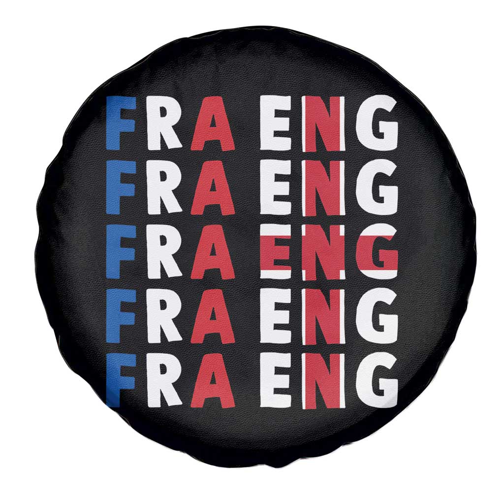 FRA ENG France England Flag Graphic Spare Tire Cover French English Typographic Dual Heritage Pride Match Day TS02 Print Your Wear