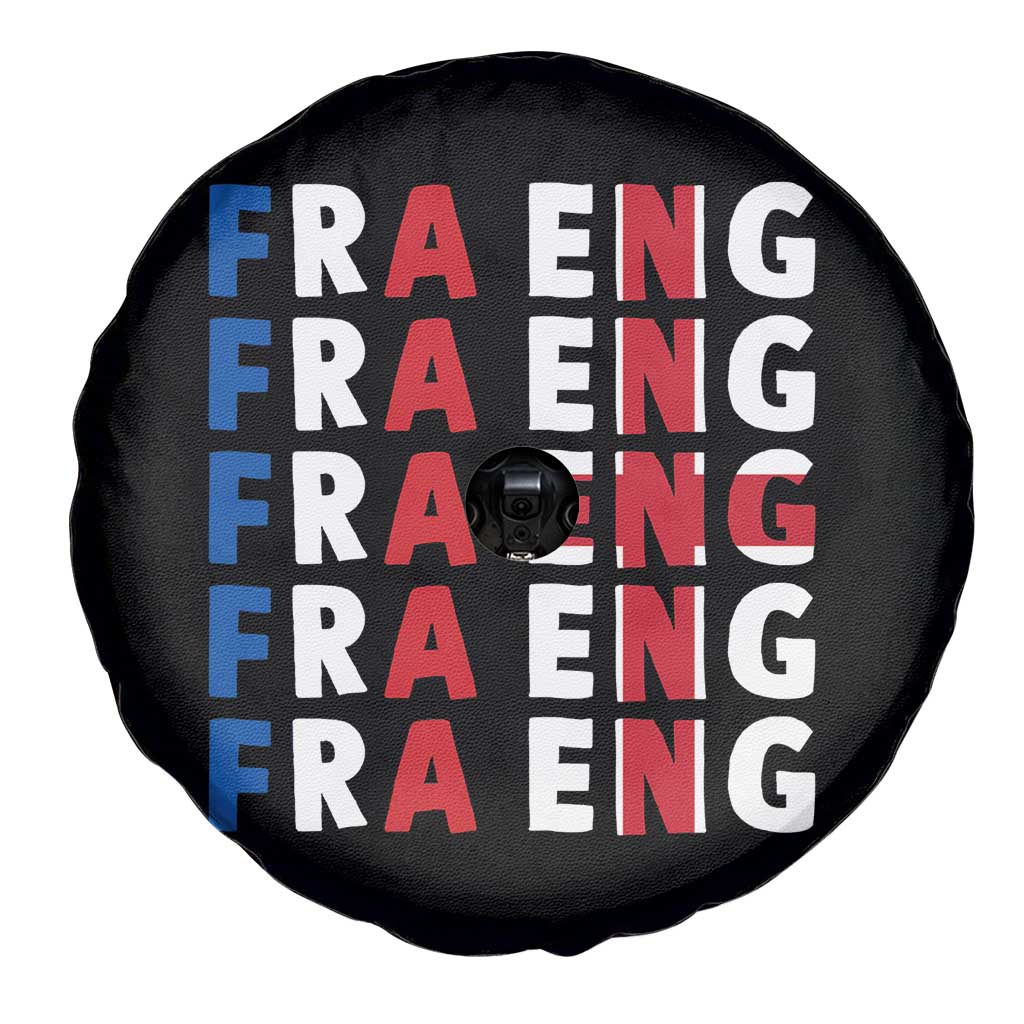 FRA ENG France England Flag Graphic Spare Tire Cover French English Typographic Dual Heritage Pride Match Day TS02 Print Your Wear