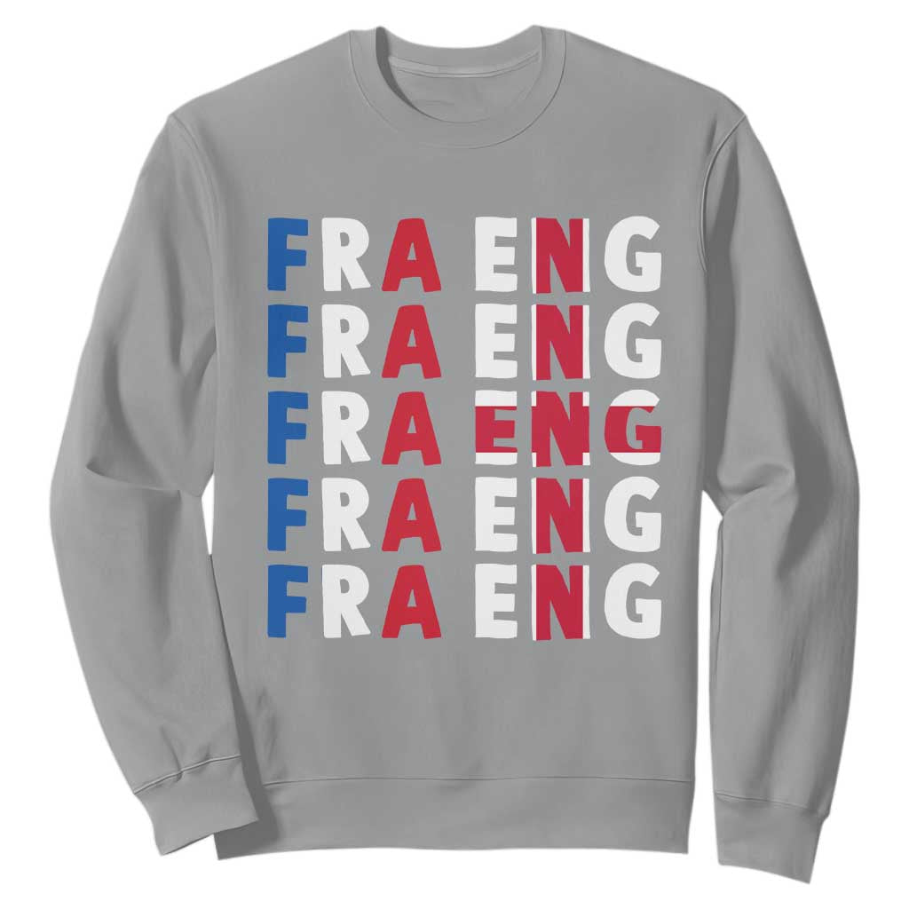 FRA ENG France England Flag Graphic Sweatshirt French English Typographic Dual Heritage Pride Match Day TS02 Sport Gray Print Your Wear