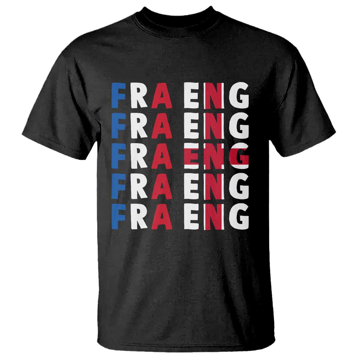 FRA ENG France England Flag Graphic T Shirt French English Typographic Dual Heritage Pride Match Day TS02 Black Print Your Wear