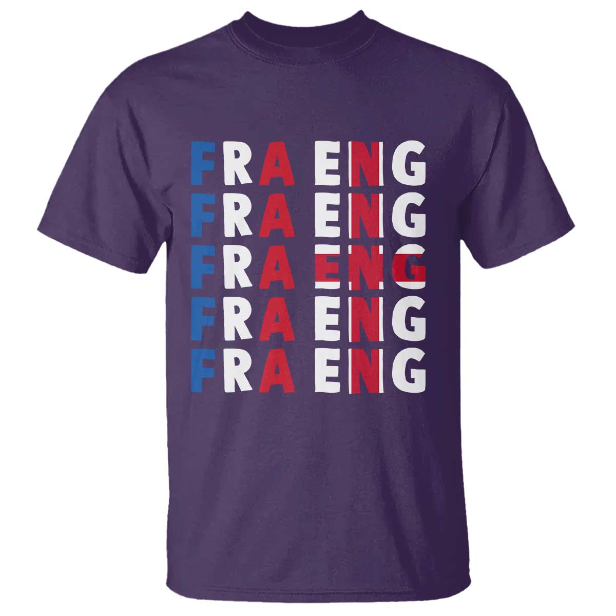 FRA ENG France England Flag Graphic T Shirt French English Typographic Dual Heritage Pride Match Day TS02 Purple Print Your Wear