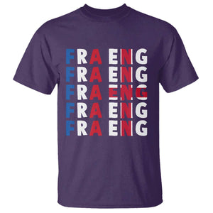 FRA ENG France England Flag Graphic T Shirt French English Typographic Dual Heritage Pride Match Day TS02 Purple Print Your Wear