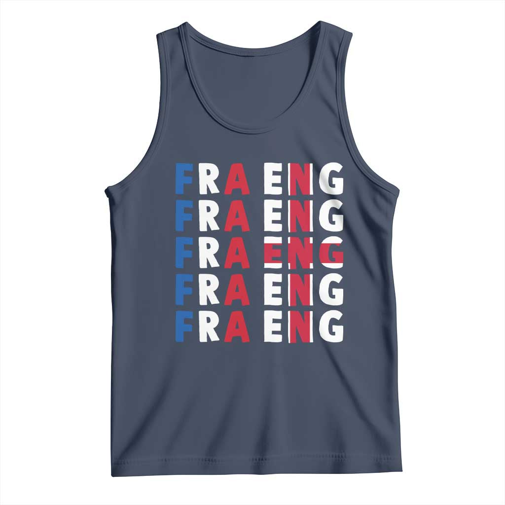 FRA ENG France England Flag Graphic Tank Top French English Typographic Dual Heritage Pride Match Day TS02 Navy Print Your Wear