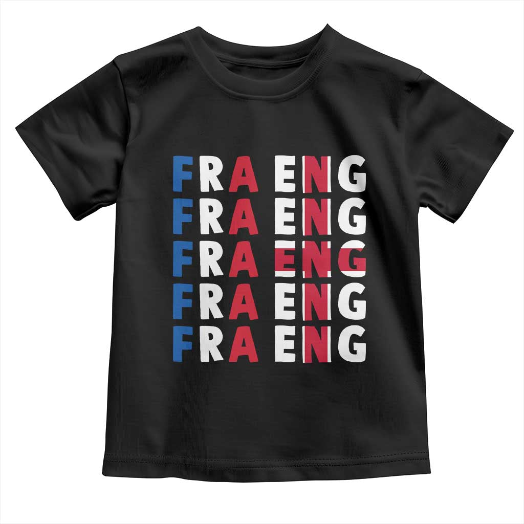 FRA ENG France England Flag Graphic Toddler T Shirt French English Typographic Dual Heritage Pride Match Day TS02 Black Print Your Wear