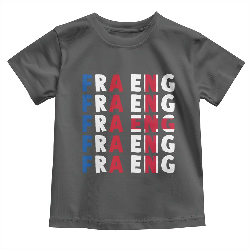 FRA ENG France England Flag Graphic Toddler T Shirt French English Typographic Dual Heritage Pride Match Day TS02 Dark Heather Print Your Wear