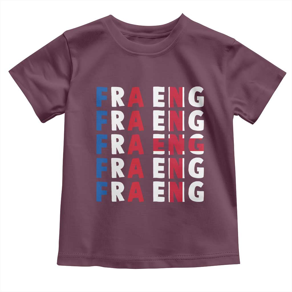 FRA ENG France England Flag Graphic Toddler T Shirt French English Typographic Dual Heritage Pride Match Day TS02 Maroon Print Your Wear