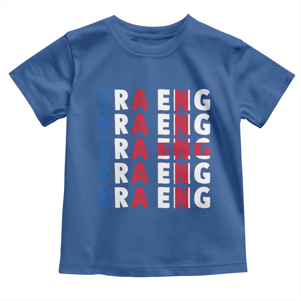 FRA ENG France England Flag Graphic Toddler T Shirt French English Typographic Dual Heritage Pride Match Day TS02 Royal Blue Print Your Wear