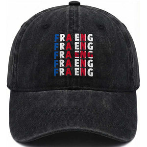 FRA ENG France England Flag Graphic Washed Cotton Baseball Cap French English Typographic Dual Heritage Pride Match Day TS02 Print Your Wear