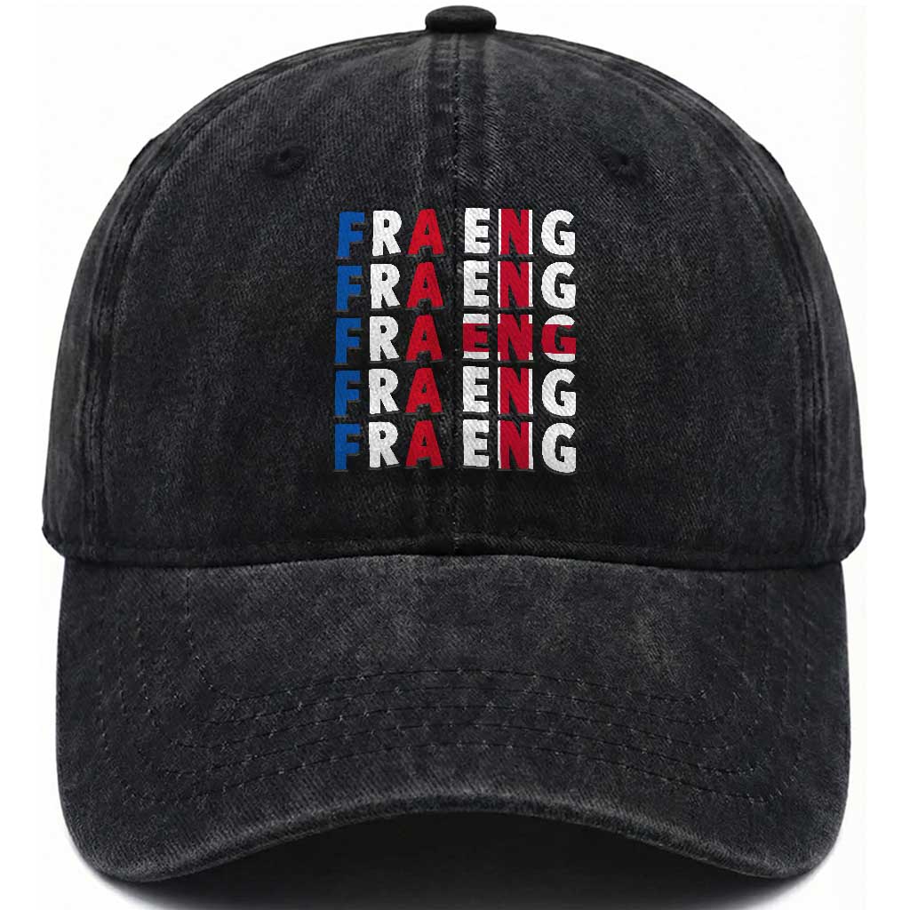FRA ENG France England Flag Graphic Washed Cotton Baseball Cap French English Typographic Dual Heritage Pride Match Day TS02 Print Your Wear