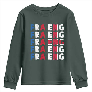 FRA ENG France England Flag Graphic Youth Sweatshirt French English Typographic Dual Heritage Pride Match Day TS02 Dark Forest Green Print Your Wear