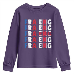 FRA ENG France England Flag Graphic Youth Sweatshirt French English Typographic Dual Heritage Pride Match Day TS02 Purple Print Your Wear