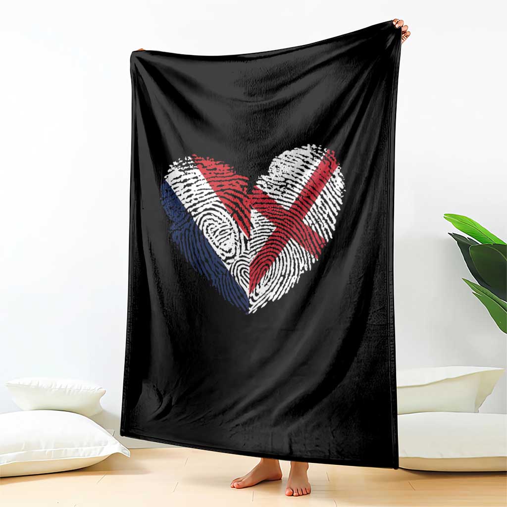 France England Flag Fingerprint Heart DNA Graphic Throw Blanket Proud Anglo English French Ancestry Love Identity TS02 Print Your Wear