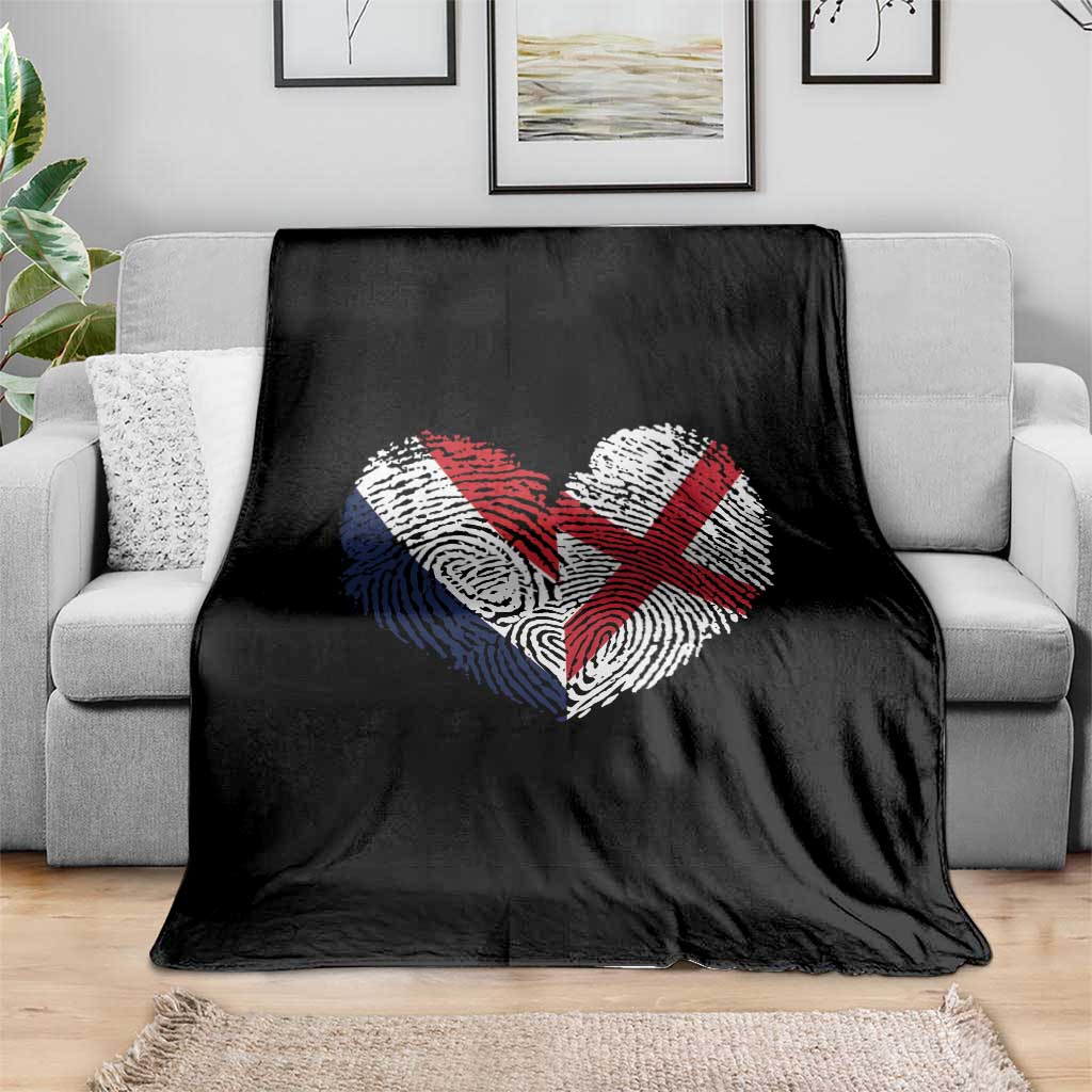 France England Flag Fingerprint Heart DNA Graphic Throw Blanket Proud Anglo English French Ancestry Love Identity TS02 Print Your Wear