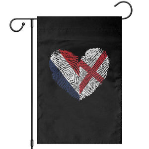 France England Flag Fingerprint Heart DNA Graphic Garden Flag Proud Anglo English French Ancestry Love Identity TS02 Black Print Your Wear