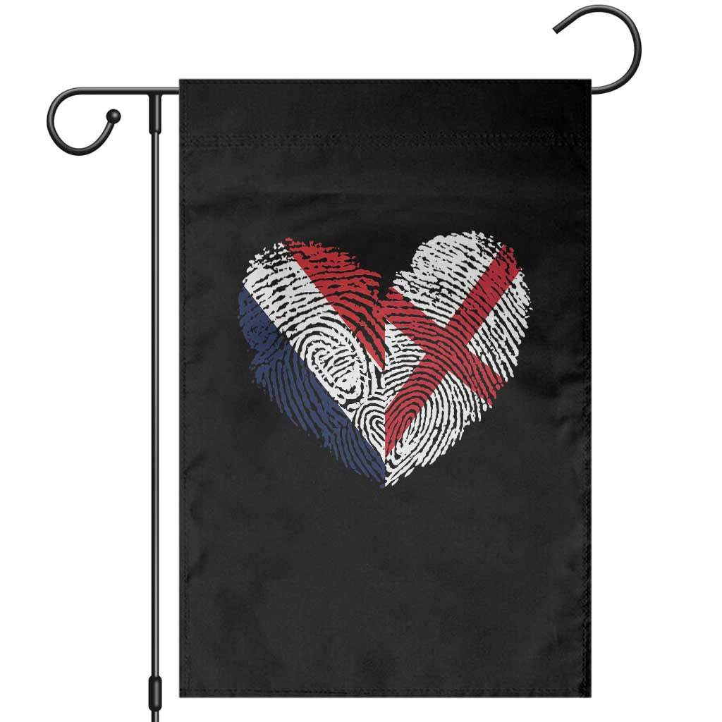 France England Flag Fingerprint Heart DNA Graphic Garden Flag Proud Anglo English French Ancestry Love Identity TS02 Black Print Your Wear