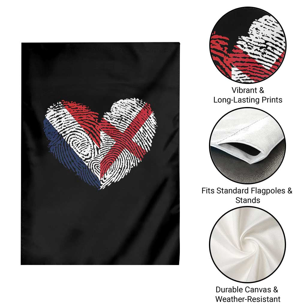 France England Flag Fingerprint Heart DNA Graphic Garden Flag Proud Anglo English French Ancestry Love Identity TS02 Print Your Wear