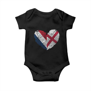 France England Flag Fingerprint Heart DNA Graphic Baby Onesie Proud Anglo English French Ancestry Love Identity TS02 Black Print Your Wear