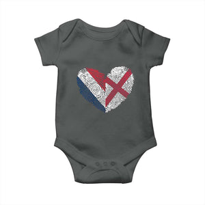 France England Flag Fingerprint Heart DNA Graphic Baby Onesie Proud Anglo English French Ancestry Love Identity TS02 Dark Heather Print Your Wear