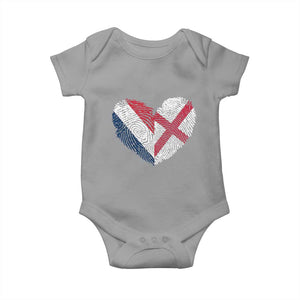 France England Flag Fingerprint Heart DNA Graphic Baby Onesie Proud Anglo English French Ancestry Love Identity TS02 Sport Gray Print Your Wear