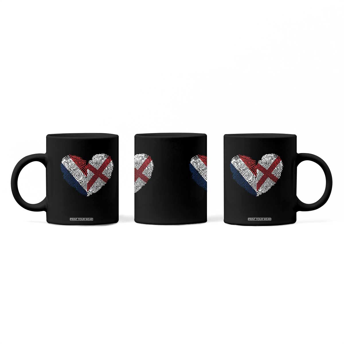 France England Flag Fingerprint Heart DNA Graphic Coffee Mug Proud Anglo English French Ancestry Love Identity TS02 Print Your Wear