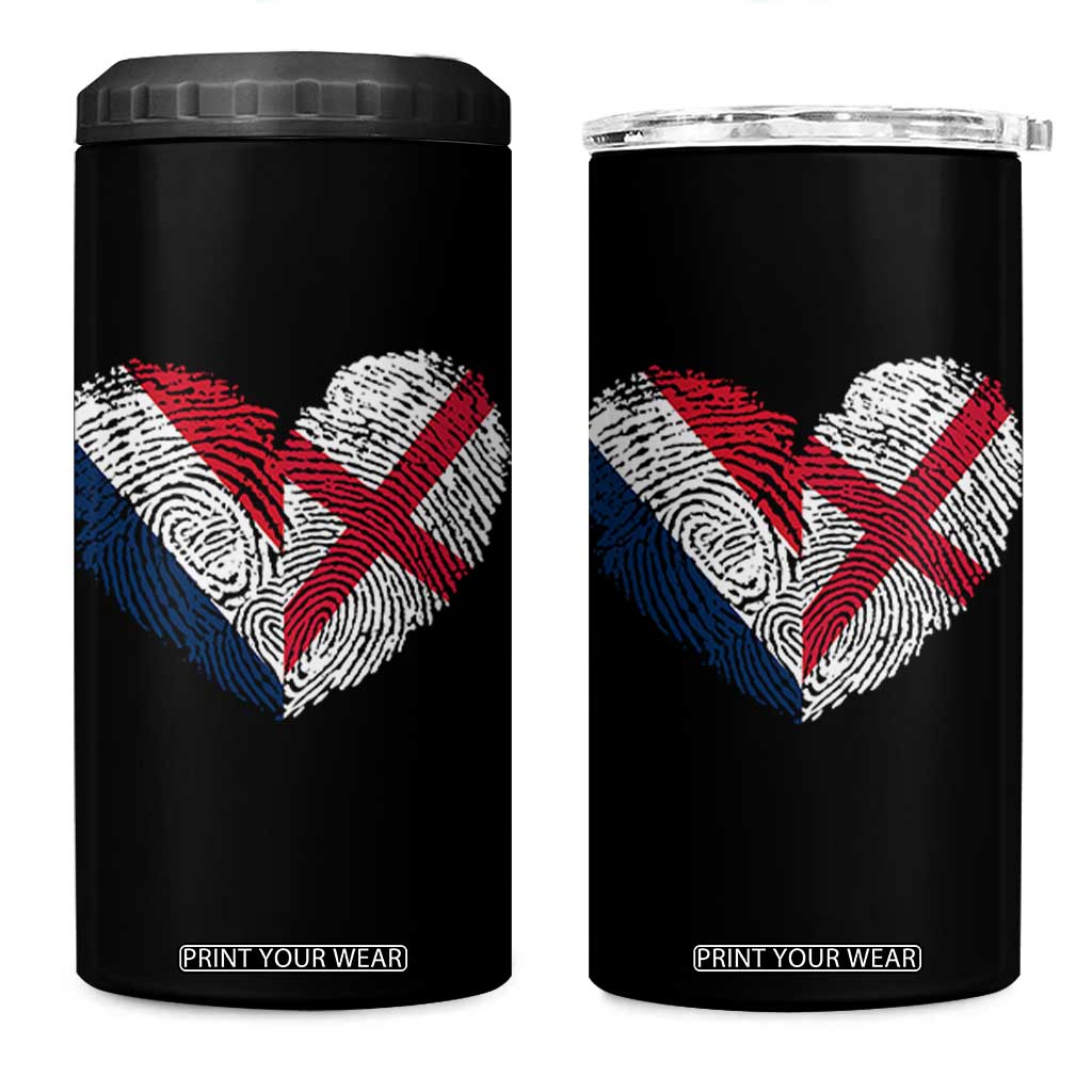 France England Flag Fingerprint Heart DNA Graphic 4 in 1 Can Cooler Tumbler Proud Anglo English French Ancestry Love Identity TS02 One Size: 16 oz Black Print Your Wear