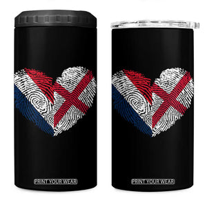 France England Flag Fingerprint Heart DNA Graphic 4 in 1 Can Cooler Tumbler Proud Anglo English French Ancestry Love Identity TS02 One Size: 16 oz Black Print Your Wear