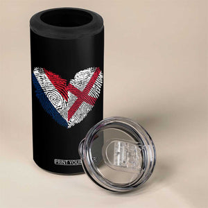 France England Flag Fingerprint Heart DNA Graphic 4 in 1 Can Cooler Tumbler Proud Anglo English French Ancestry Love Identity TS02 Print Your Wear