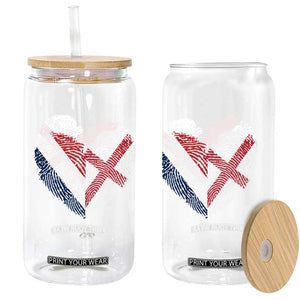 France England Flag Fingerprint Heart DNA Graphic Glass Can Proud Anglo English French Ancestry Love Identity TS02 Print Your Wear