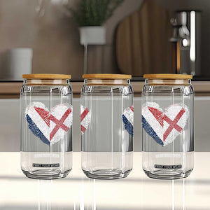 France England Flag Fingerprint Heart DNA Graphic Glass Can Proud Anglo English French Ancestry Love Identity TS02 Print Your Wear