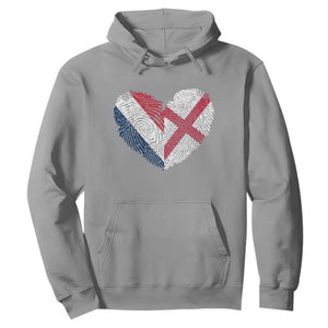 France England Flag Fingerprint Heart DNA Graphic Hoodie Proud Anglo English French Ancestry Love Identity