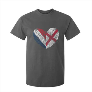 France England Flag Fingerprint Heart DNA Graphic T Shirt For Kid Proud Anglo English French Ancestry Love Identity