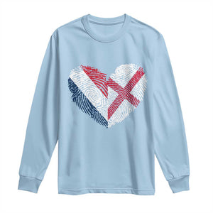 France England Flag Fingerprint Heart DNA Graphic Long Sleeve Shirt Proud Anglo English French Ancestry Love Identity