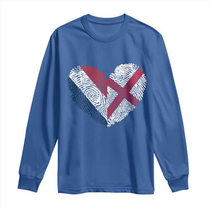 France England Flag Fingerprint Heart DNA Graphic Long Sleeve Shirt Proud Anglo English French Ancestry Love Identity