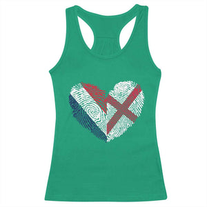 France England Flag Fingerprint Heart DNA Graphic Racerback Tank Top Proud Anglo English French Ancestry Love Identity TS02 Irish Green Print Your Wear