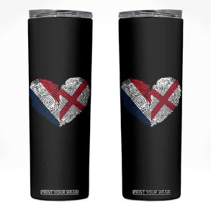 France England Flag Fingerprint Heart DNA Graphic Skinny Tumbler Proud Anglo English French Ancestry Love Identity TS02 Black Print Your Wear